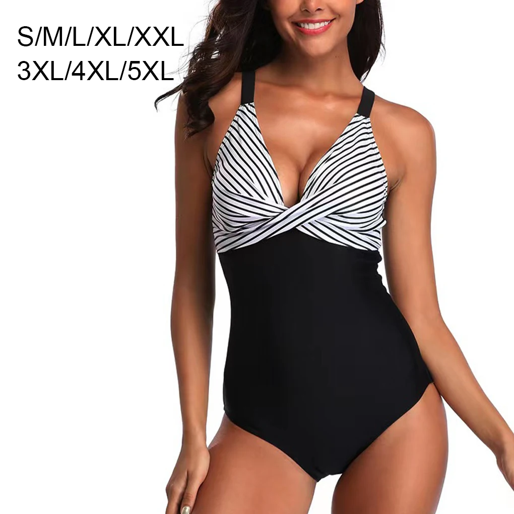 

Женский полосатый купальник с V-образным вырезом, регулируемым плечевым ремнем и открытой спиной, пляжная одежда