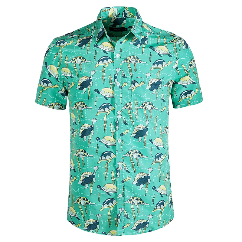 

Яркая яркая черепаха, Мужская одежда, Пляжная рубашка с 3D принтом, топы с коротким рукавом y2k, гавайская одежда Aloha, блузка с лацканами
