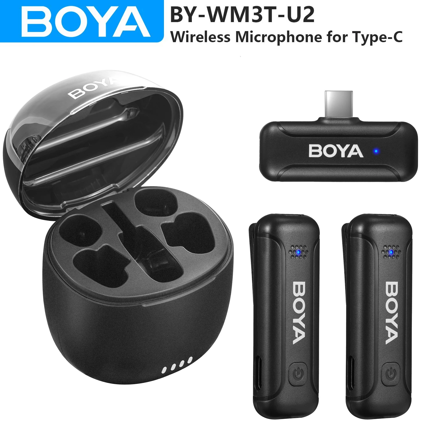 

BOYA BY-WM3T-U2 Wireless Lavalier Lapel Microphone for Android Smartphones PC Laptop Computer USB-C Devices Live Streaming Vlog