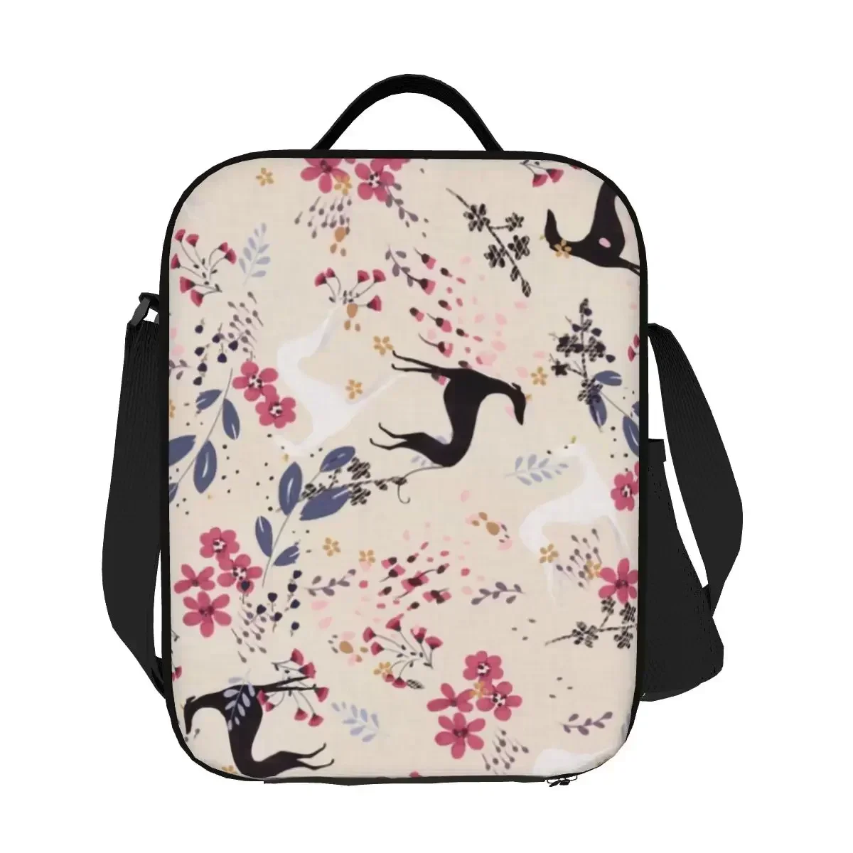 Изолированная сумка-тоут для обеда с борзой и цветком любви борзых уиппета