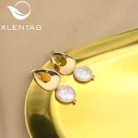 xlentag hollow geometric golden irregular baroque pearls woman drop earrings retro luxury minimalism anniversary gift ge1182