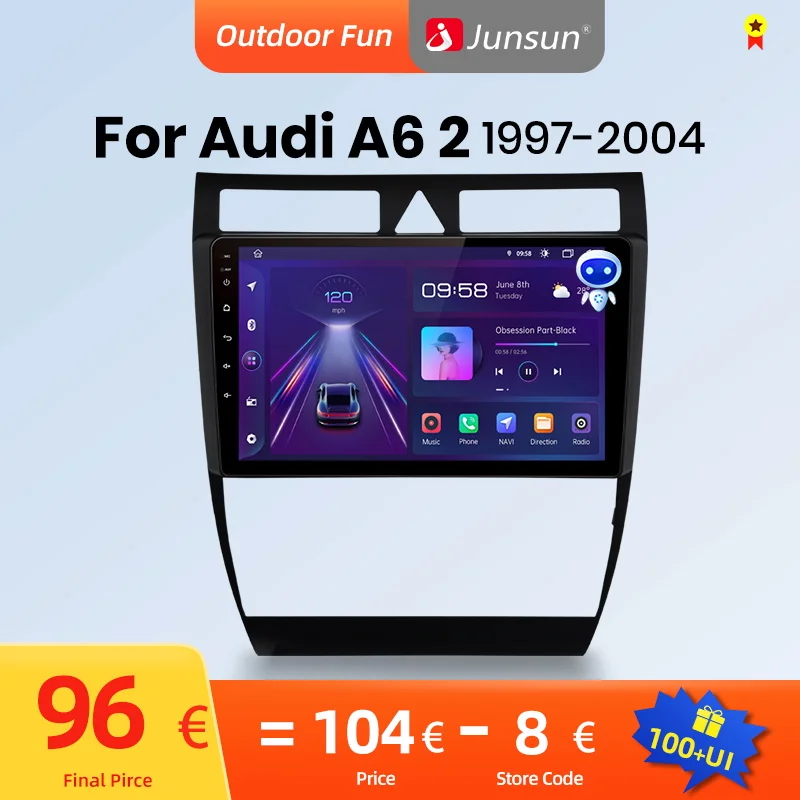 Автомагнитола Junsun V1pro автомагнитола 2 din на Android для Audi A6 C5 1997-2004 S6 RS6 Carplay 4G с GPS
