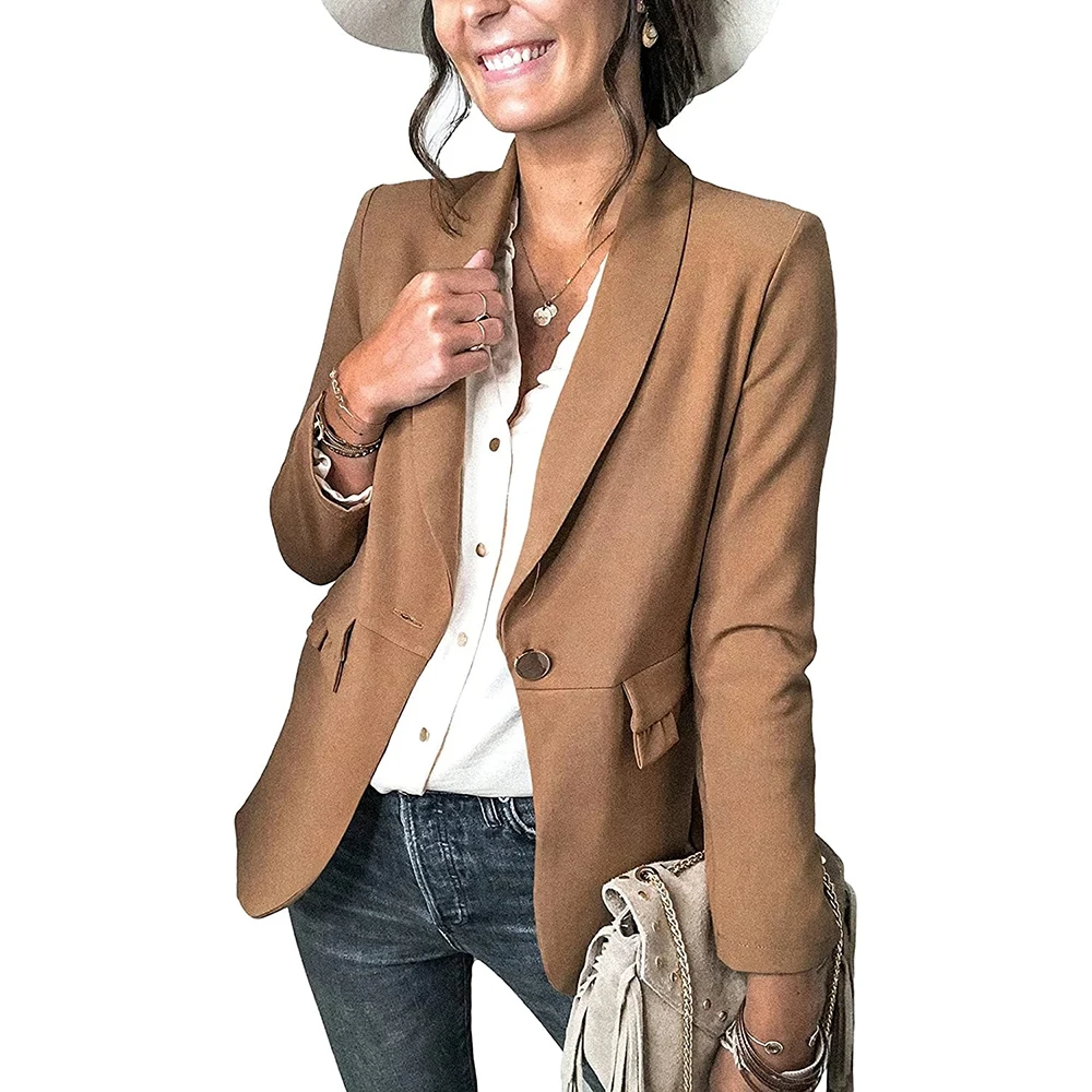 Womens Casual Pocketed Office Blazers Draped Open Front Cardigans Jacket Work Suit