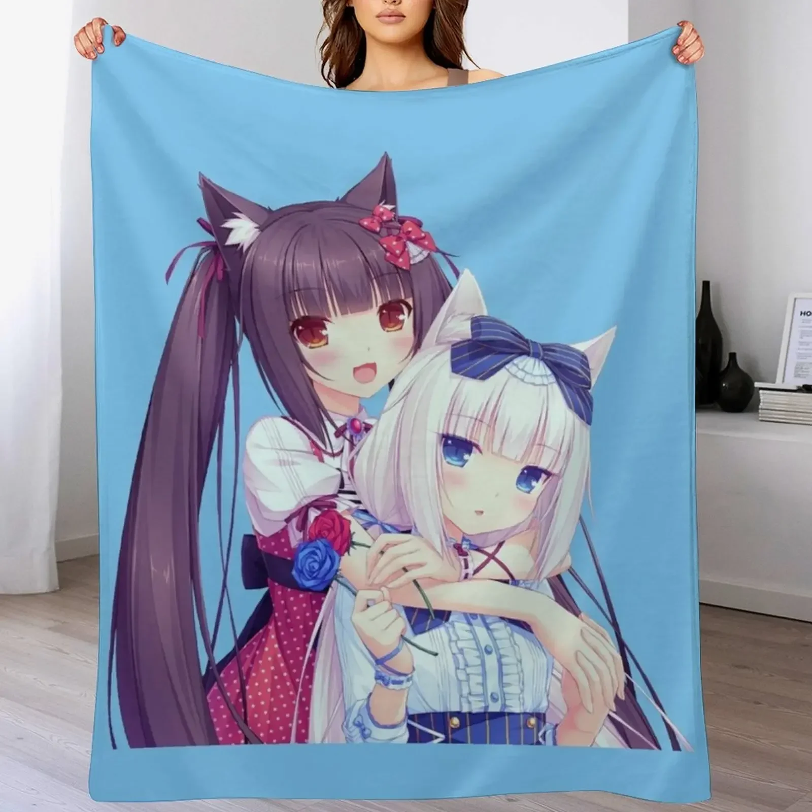 Ваниль чокола некопара Девочка Аниме Kawaii плед одеяло для пикника Забавный