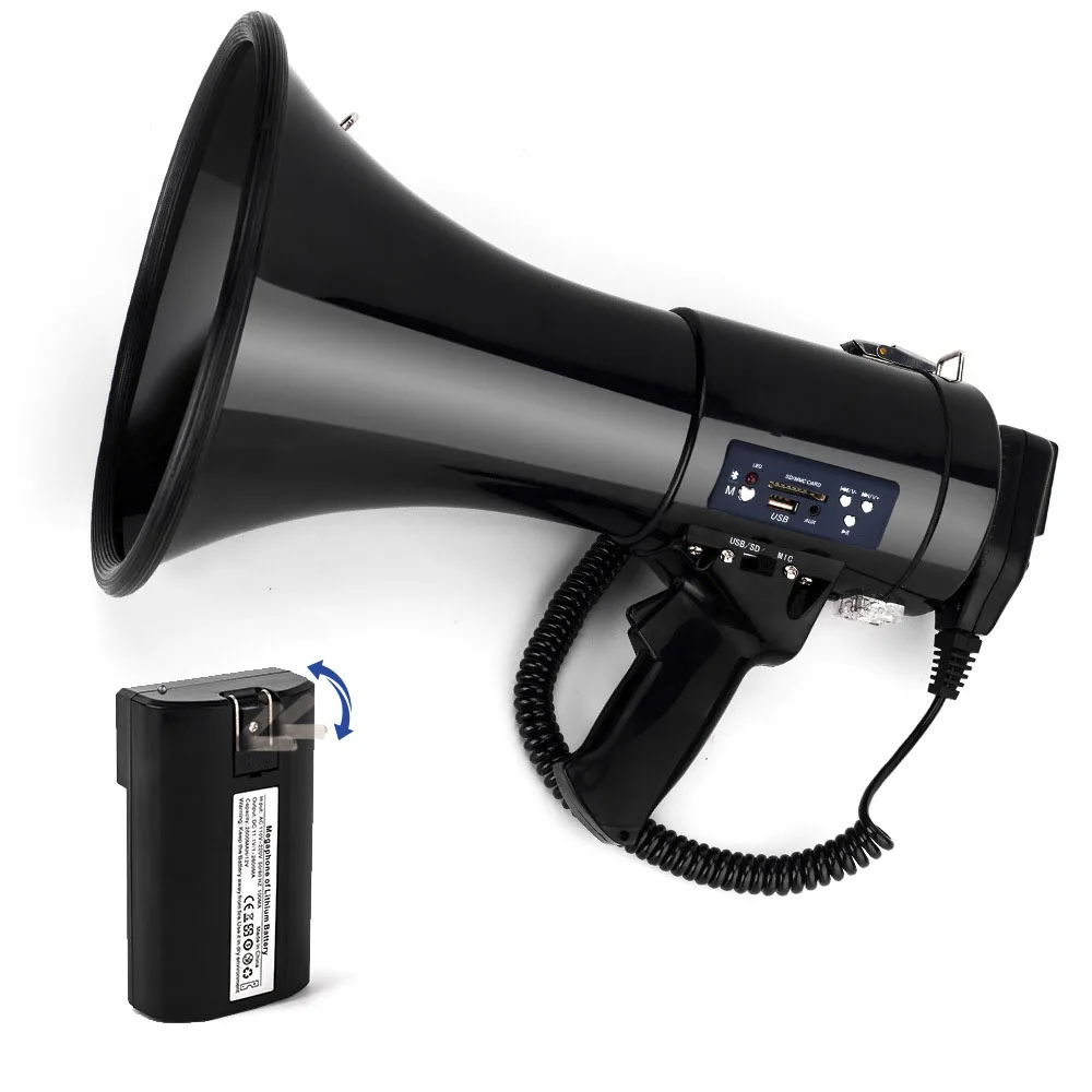 Rechargeable Megaphone With Lithium Battery Siren Record Music  Portable Wireless Megaphone