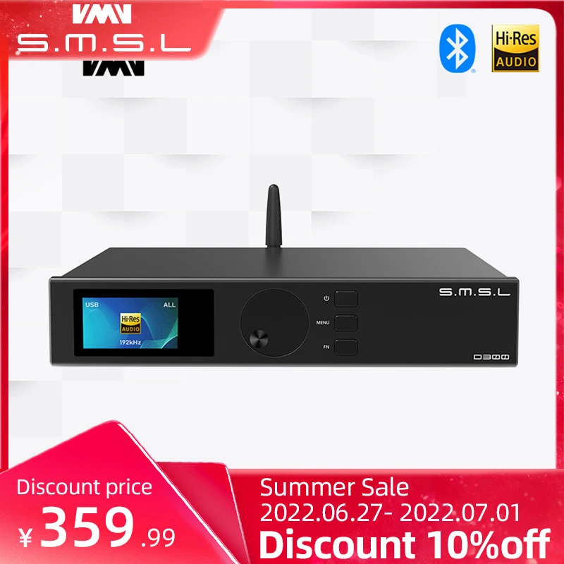

SMSL D300 AUDIO DAC DSD512 PCM 768kHz 32bit ROHM BD34301EKV Qualcomm Bluetooth5.0 XMOS XU208 LDAC HD XLR RCA With Remote Control