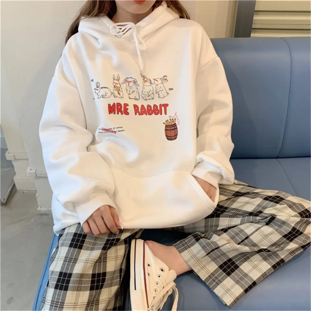 

Женская толстовка с капюшоном, Свободное пальто с мультяшным принтом, Повседневная модная Женская толстовка с длинным рукавом в японском и ...