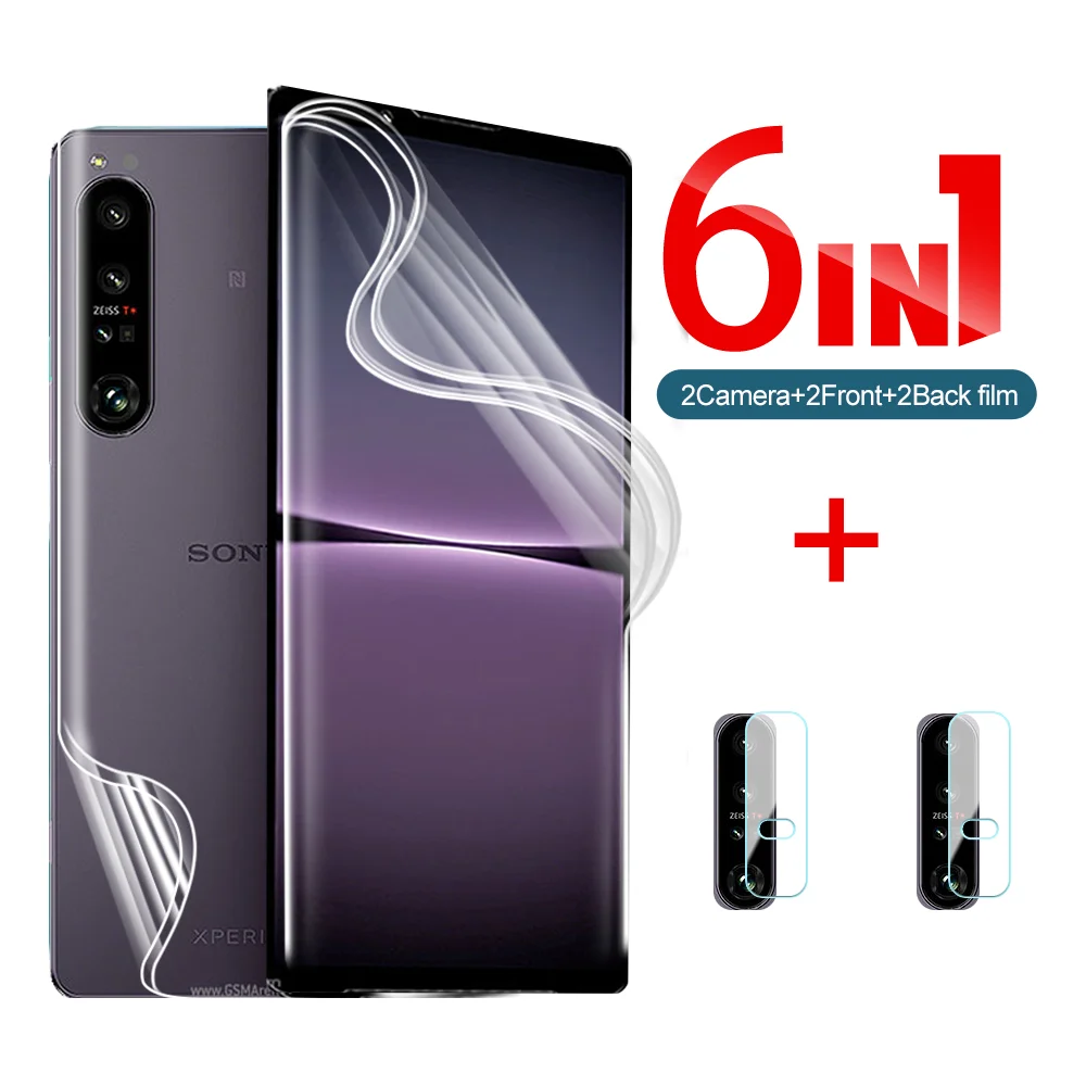 

6in1 Front and Back Hydrogel Film For Sony Xperia 1 IV 5G 6.5''Camera Lens Protector Safety Phone HD Protective Film Full Cover