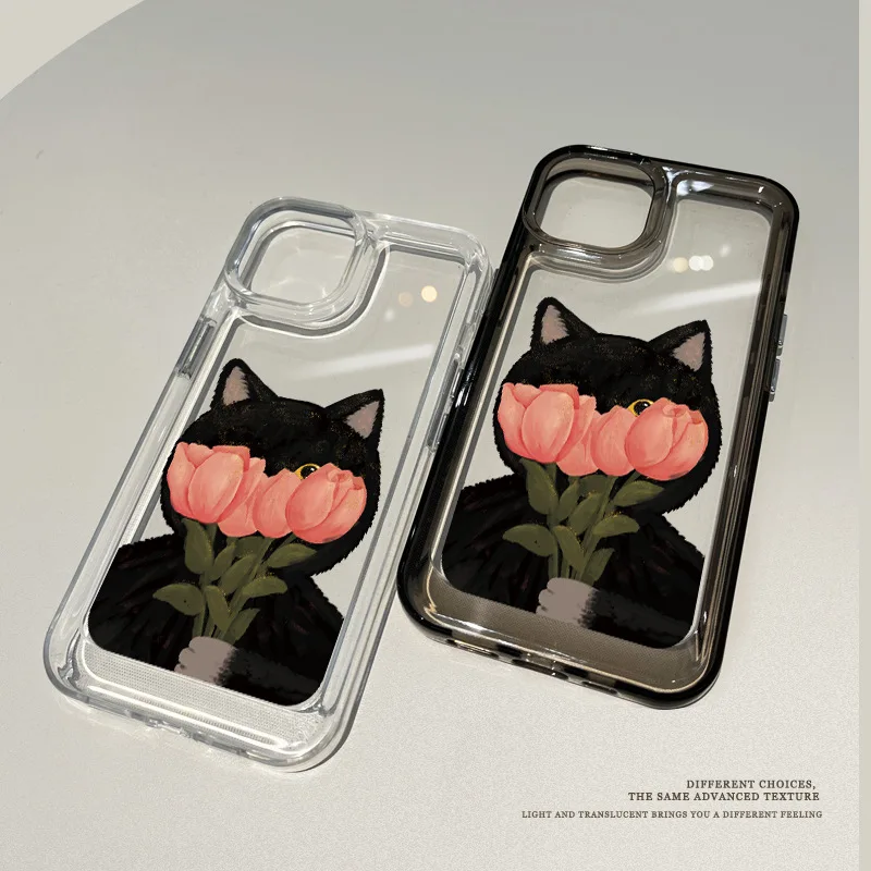 Creative clear pattern cat iphone 14 pro max case  Transparent Soft TPU Phone Case for iphone 14 Case/14 Plus /14 Pro