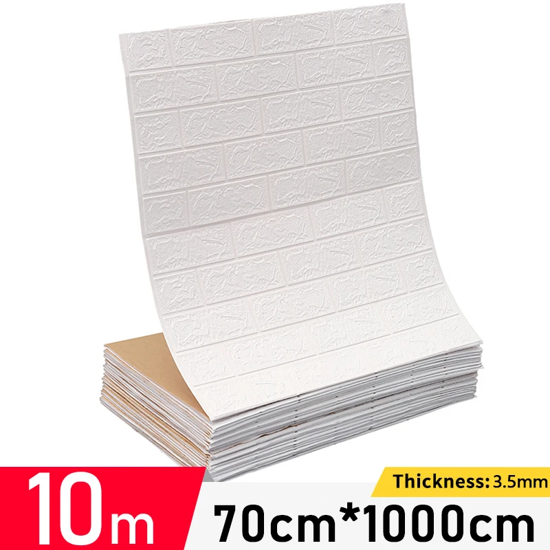 

10m Home Wall Decor 3D Brick Wall Stickers DIY Decor Self-Adhesive Waterproof Wallpaper For Kitchen Kids Room Bedroom