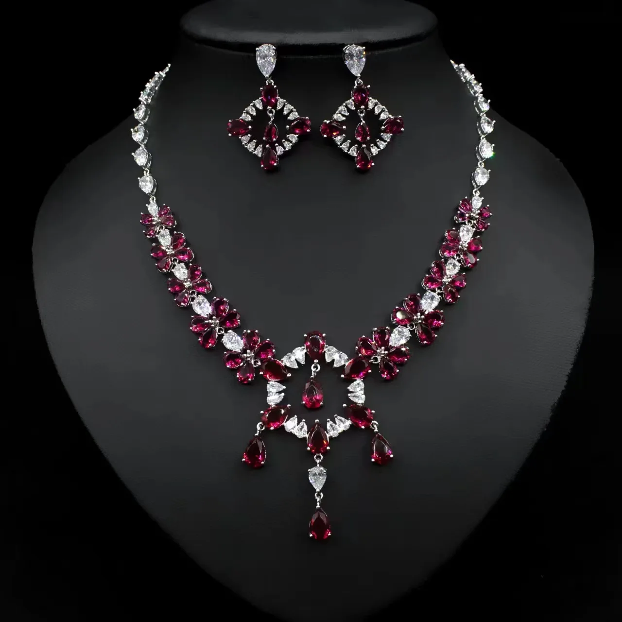 

High Quality Delicate Cubic Zirconia Jewelry Sets Wedding Necklace and Earring Set Bridal for Wedding Party Accessories Gifts