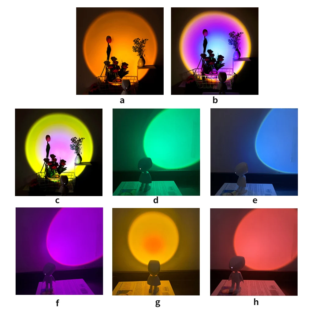 

Sunset Atmosphere Lamp Rainbow Led Night Light USB Sunset Projector Lamp Dimmable Rotating Background Home Decor Colorful Lamp