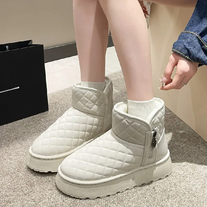 

2023 Mini Thick Soles Boots Woman Winter Ankle Australia Snow Boots Thick Bottom Real Leather Warm Fluffy Booties with Fur