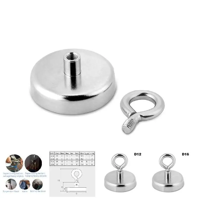 

Strong Neodymium Magnet Round Pulling Force River Fishing Magnetic Eyebolt G10