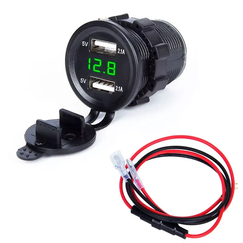 

Dual USB Car Motorcycle Charger Socket Adapter Outlet LED Voltmeter car motorcycle usb