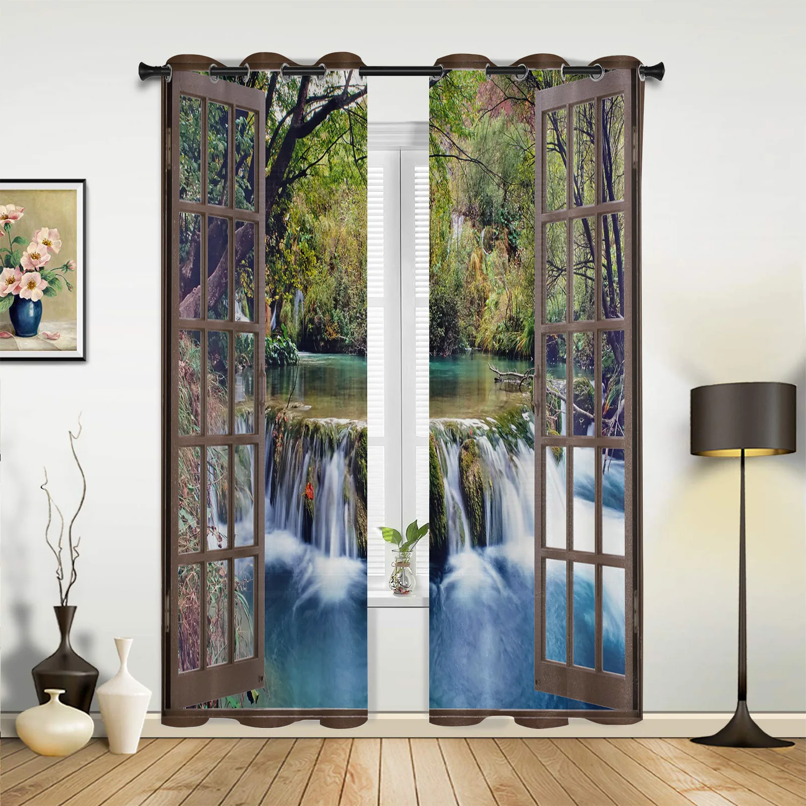 

Lake Windows River Water Forest Curtains for Bedroom Living Room Drapes Kitchen Children's Room Window Curtain Modern Home Decor