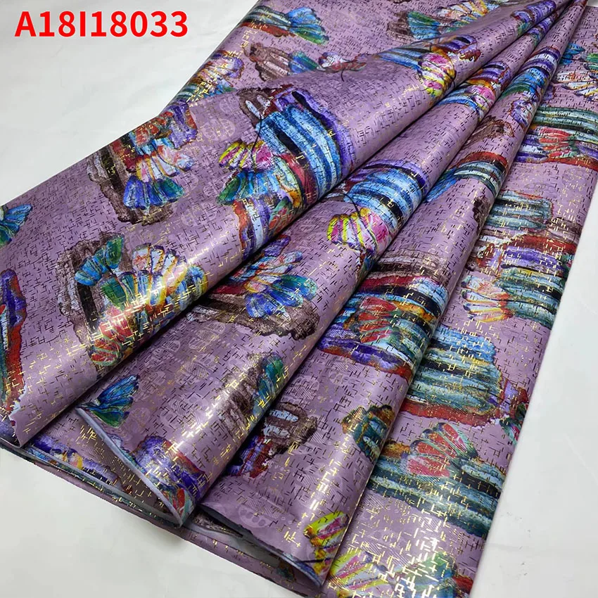 

2022 Ankara African Senior Multicolor Soft Feel Printed polyester cotton Bazin Cloth Wedding Fabric A1818033