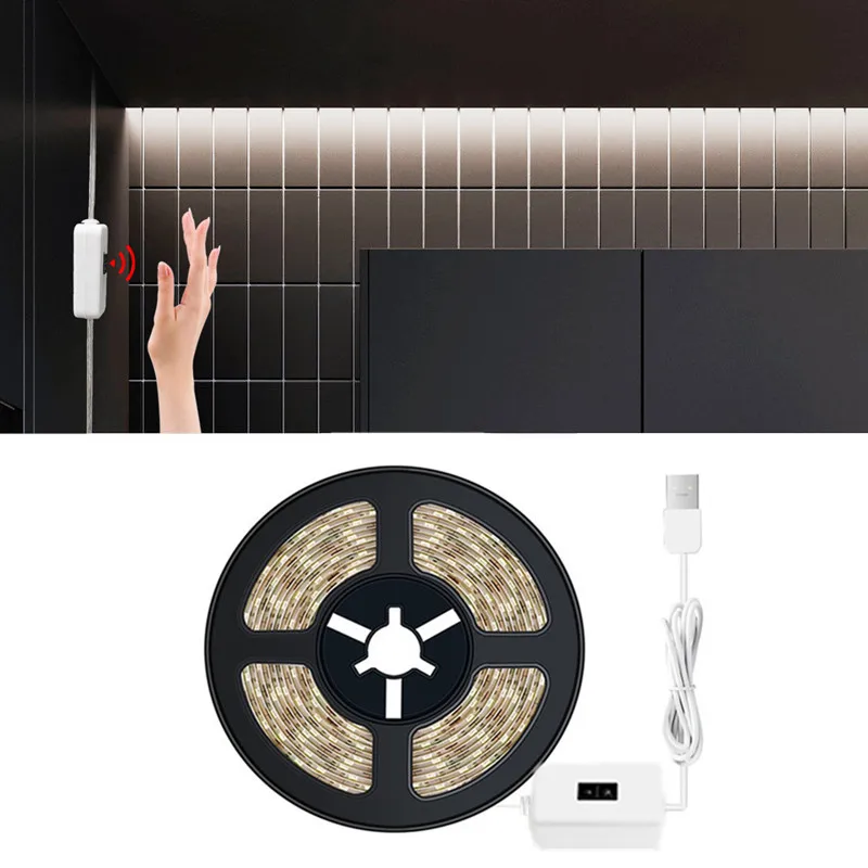 

1/2/3/4/5M DC 5V Waterproof Hand Sweep Sensor Night Light Under Cabinet Lamp Backlight TV Kitchen Bedroom LED Strip Closet Light