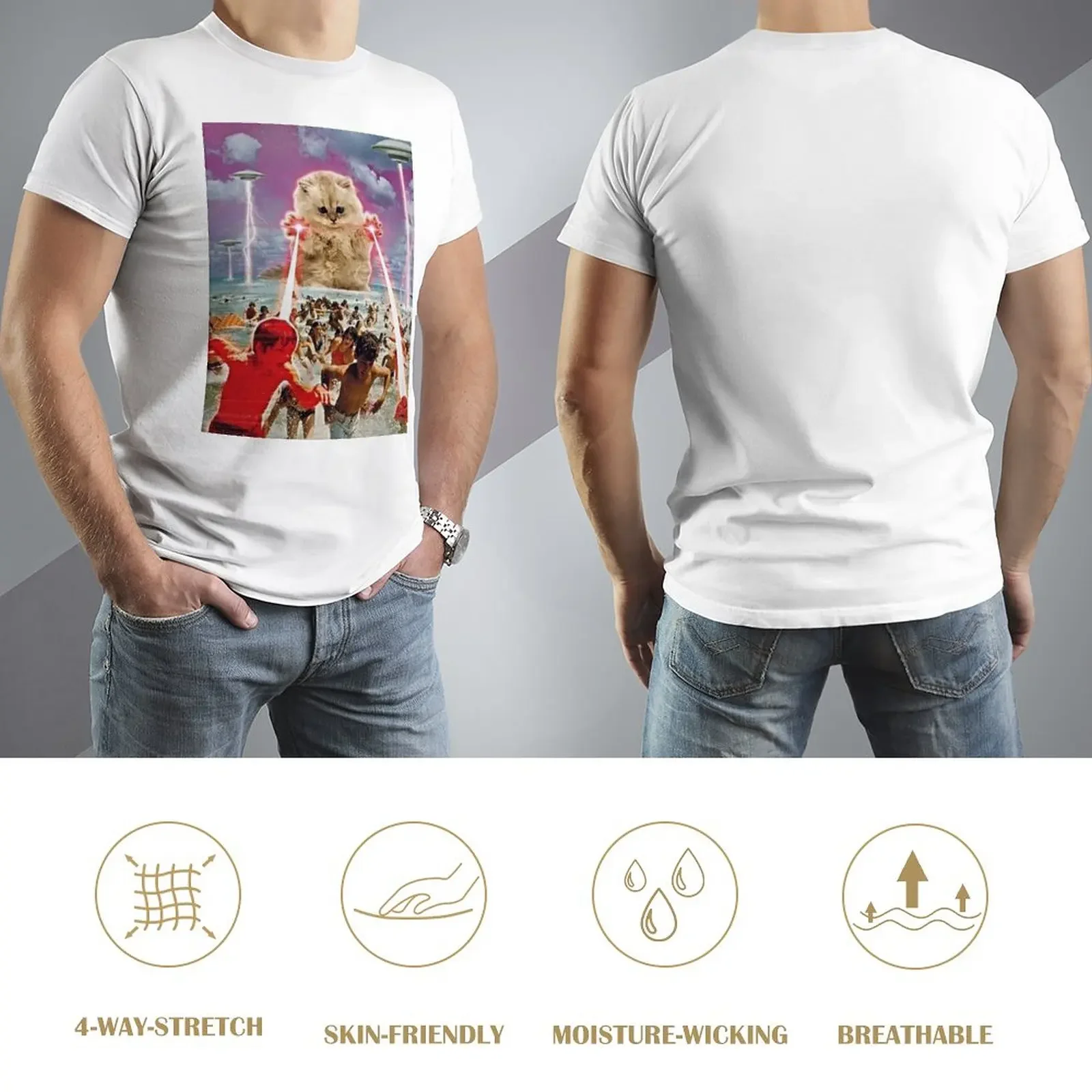 Лазерная футболка с изображением кошки уличная одежда футболки рисунком