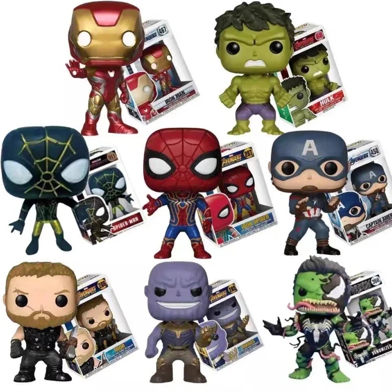 New Funko Pop Marvel Anime Figure Toys Cute Iron Man Decoration Ornaments Action Periphery Deadpool Figurine Christmas