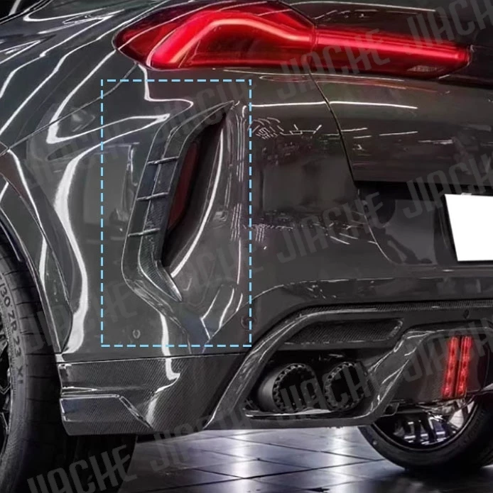 Задний бампер из углеродного волокна, разделители, фартук для BMW F96 X6 2019-2022 FRP, черный спойлер с боковыми плавниками, автомобильные аксессуары, кузовы (art.: 3920d42938ffe) - 3920d42938ffe
