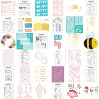 happy tags stencil cake base balloon streamer buzzword dot bee hive hot foil daisy garden wisteria peony wildflowers dies stamps