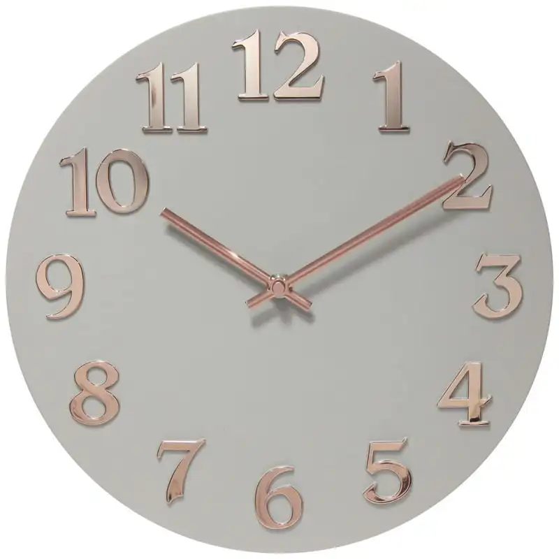 

Round Gray & Rose Gold 12-inch Analog Wall Clock Yk room decor Clock Outdoor clock waterproof garden часы настенные