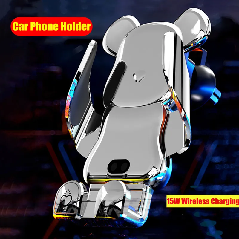 

Smart Car Mobile Phone Bracket For iphone Xiaomi Samsung 15W Wireless Fast Charger Car Air Outlet Mobile Phone Charging Bracket