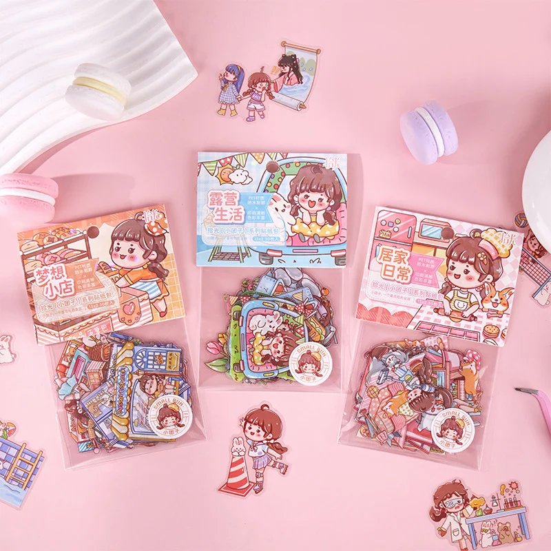 

30 Sheets Cute Cartoon Girls Daily PET Decoration Scrapbooking Stickers for Journaling Scrapbook Kid Diy Diy Arts Crafts Sticker