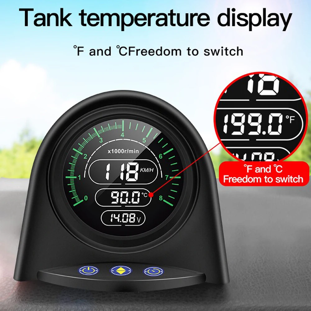 

X70 Car HUD Digital Speedometer Overspeed Alarm RPM Temp Gauge LCD Display Projector Auto Electronics Shift Reminder Water