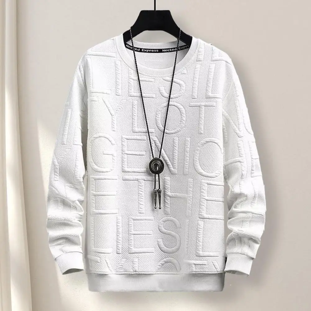 

Long Sleeve Sweatshirt Stylish Men's Streetwear Loose Fit Pullover Sweatshirt with Letter Print for Spring Autumn Fashion Round