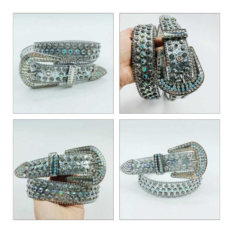 Small-fresh  Belt Full Diamond Adjustable Pin Buckle Belt for Girls