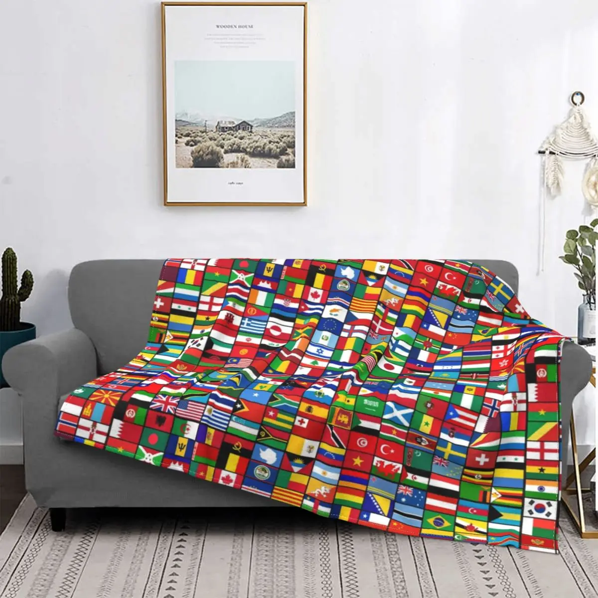 

The World's Flag Blankets Fleece Summer Freedom Globe Multi-function Super Warm Throw Blanket for Sofa Travel Quilt Queen Size