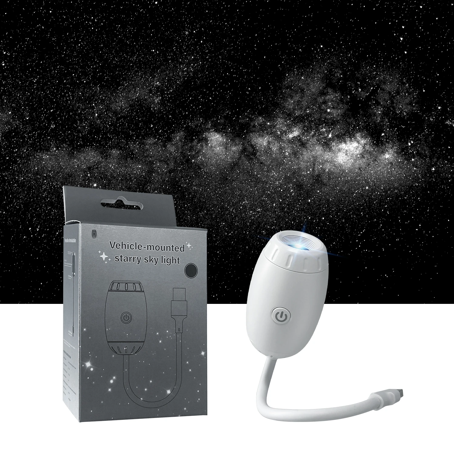 

Белая Автомобильная USB-лампа С Проекцией, Создающая Романтическую Атмосферу, С Регулируемым Фокусом