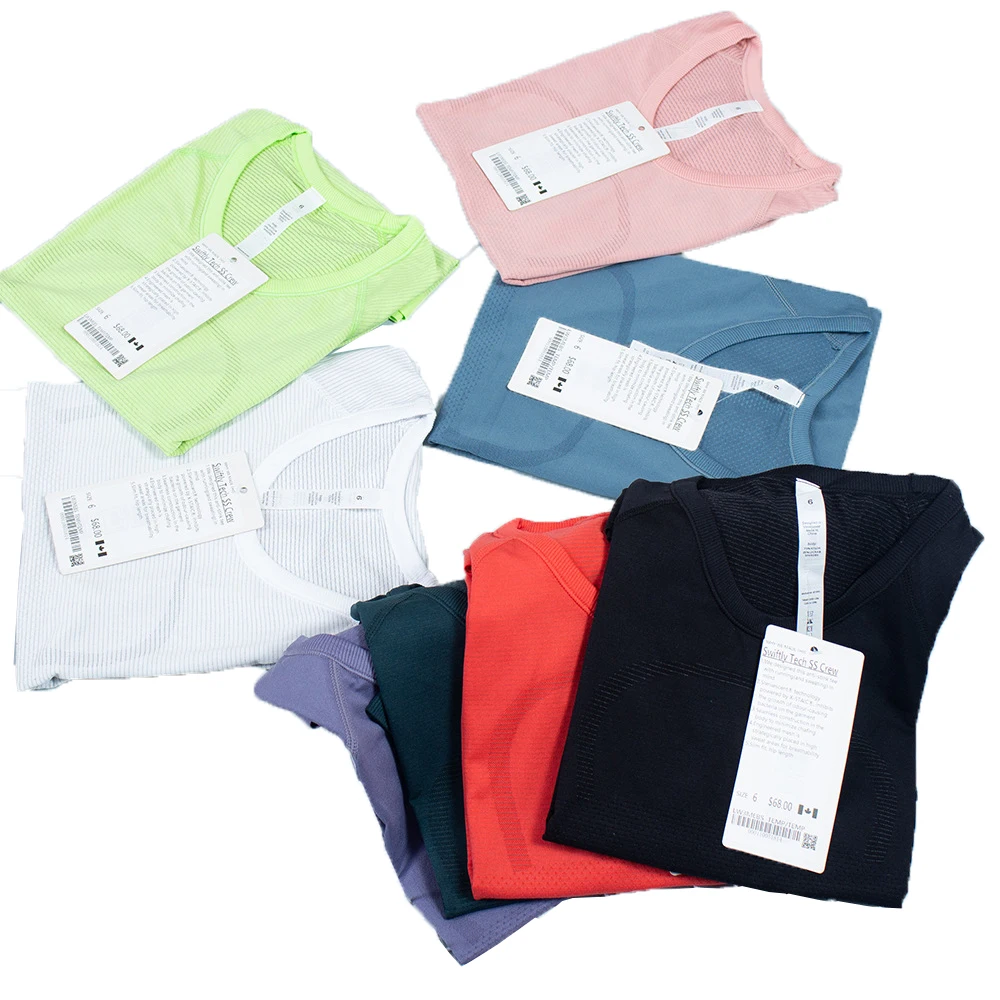 luluwomen's Sports Yoga Short Sleeve Quick Drying Crew Neck Yoga Vest Gym Yoga Tops Women T-shirt Sportswear Fitness Wome