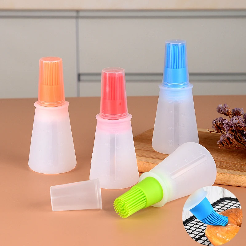 

Silicone Oiler with Brush Seasoning Seasoning Sauce Brush with Scale oil Bottle BBQ Kitchenware Gadgets Grilling Frying Tools