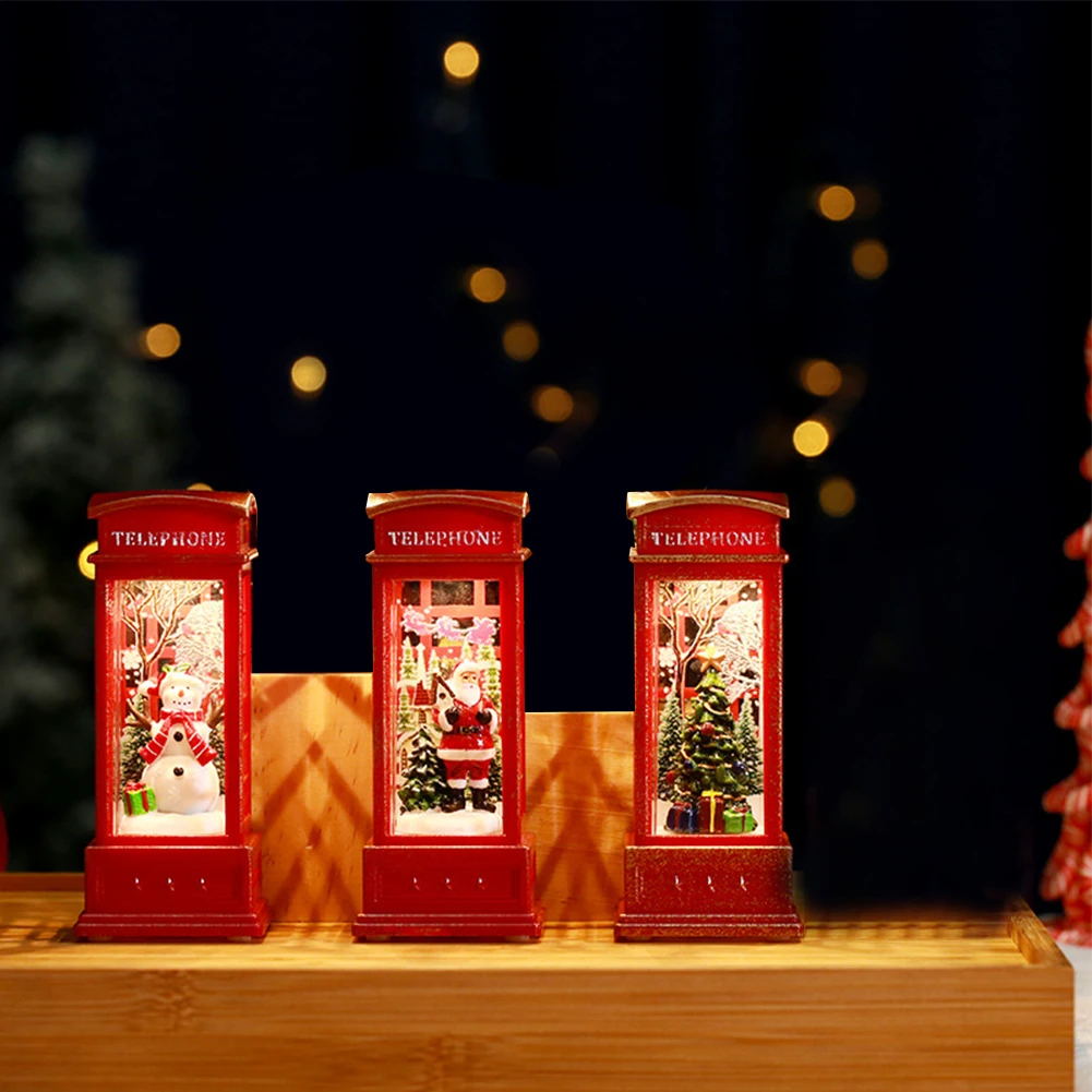

Christmas Table Lamp Decorations Mini Santa Claus Snowman Luminous Phone Booth Night Light Xmas Gift For Kids Festive Decor