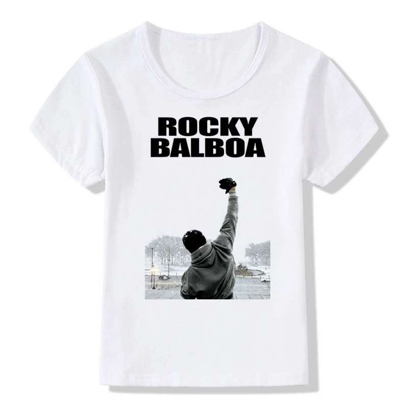 Boy and Girl ROCKY BALBOA Print T-shirt Children O-Neck Fashion Sylvester Short Sleeve Kids Tops Tee Baby Clothes,Drop Ship
