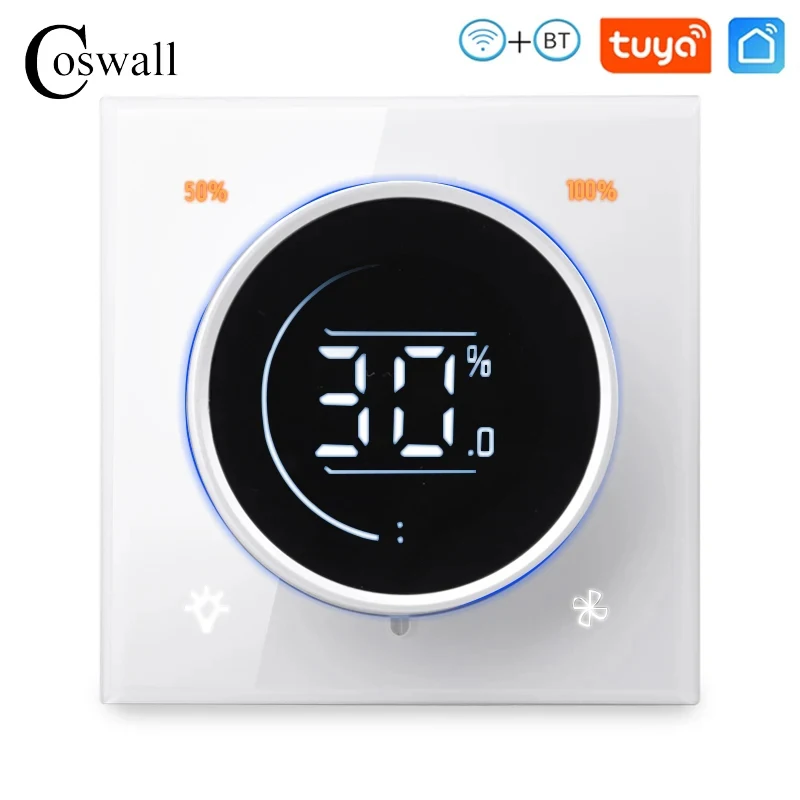 

Coswall стеклянная панель WiFi/Zigbee выключатель с регулятором вентилятора 300Вт