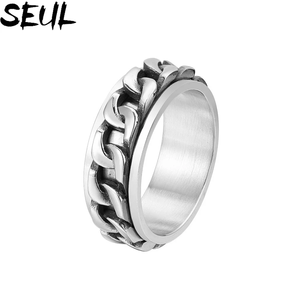 

Seul Geometric Personalised Vintage Car Chain Men's Stainless Steel Ring Rotates to Open Beer Bottle Stainless Steel Ring