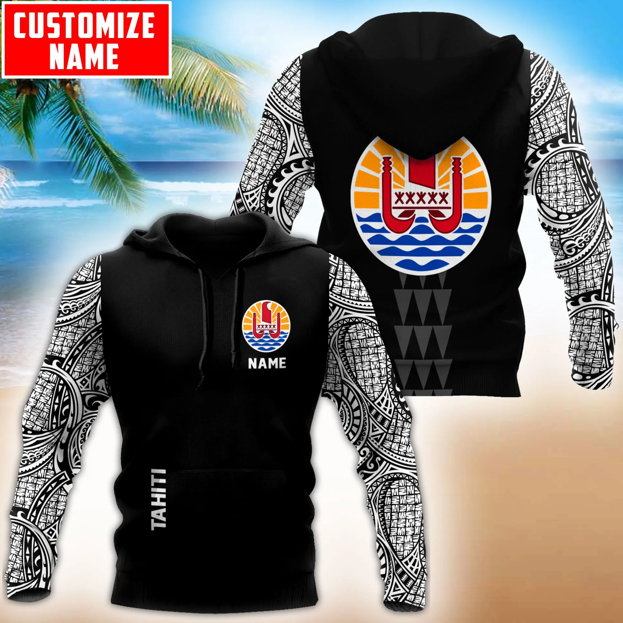 

Великолепная полинезийская Толстовка Tahit с 3D принтом унисекс, роскошная мужская толстовка, уличный пуловер на молнии, повседневная куртка, спортивный костюм-110