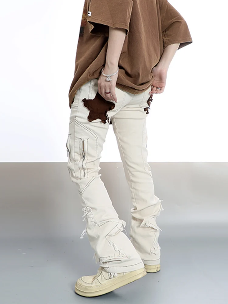 Four Seasons Men Jeans Multi-pocket Personality Patch Patch Trend Fashion New Casual Workwear Streetwear Men Ins Hot Sale JEANS