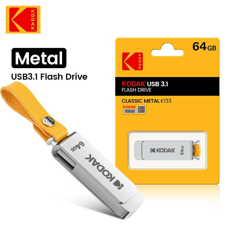 10pcs Original KODAK K133 Metal USB3.1 Flash Drive 256GB 128GB 64GB pen drive USB 3.0 High speed Memory rotary USB stick