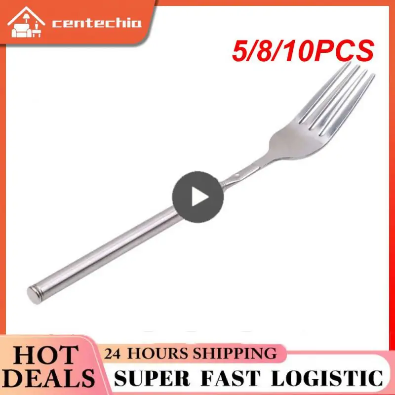 

5/8/10PCS Western Style Cutlery Long Cutlery Fork Kitchen Tool Bbq Telescopic Extendable Food Fork Kitchen Accessories