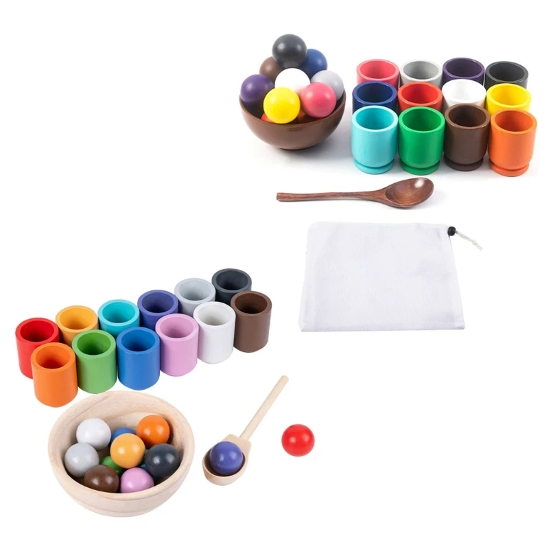 Детские разноцветные сортировочные чашки и шарики Монтессори игрушка-пазл