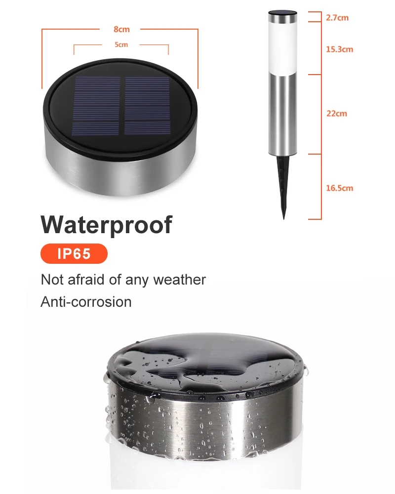 Наружный садовый фонарь из нержавеющей стали дорожка солнечная фотолампа