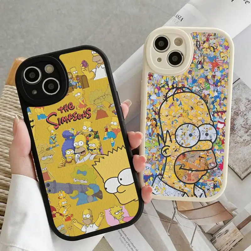 

MINISO The-S-Simpsons Phone Case Hard Leather For iPhone 14 13 12 Mini 11 14 Pro Max Xs X Xr 7 8 Plus