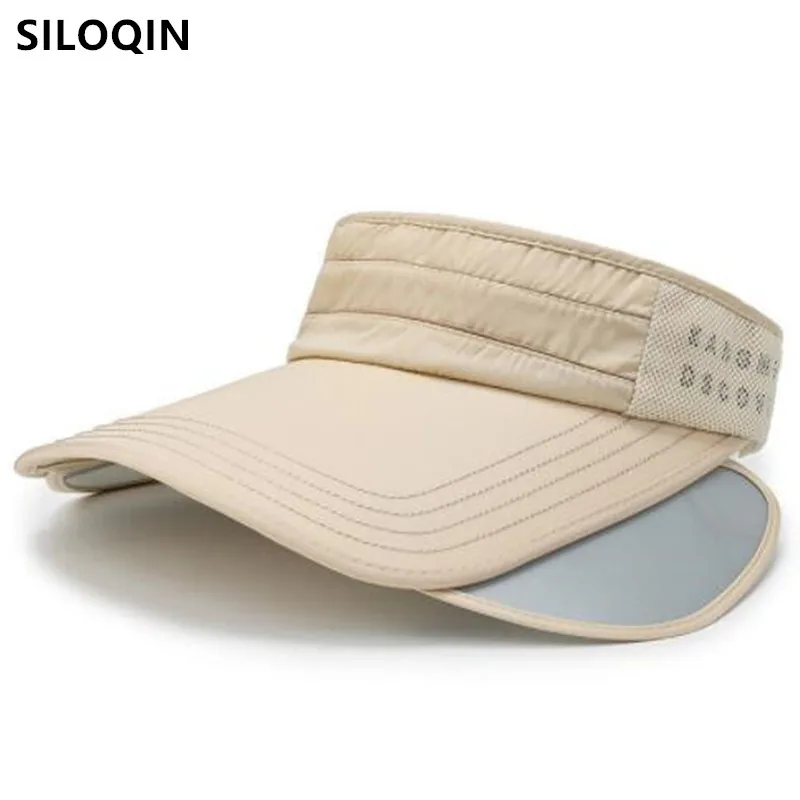 

SILOQIN Men Women Empty Top Hat Oversized Brim Sun Hats New Summer Retractable Sun Visor Anti-UV Fishing Caps Women's Beach Hats