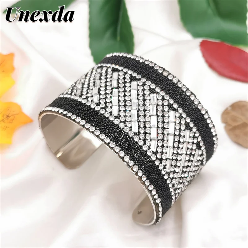 

Unexda Fashion Korean Style Bracelet Designer Jewelry For Women Luxury Bracelet Set Rhinestone Silver Cuff Bangles Party Jewelry