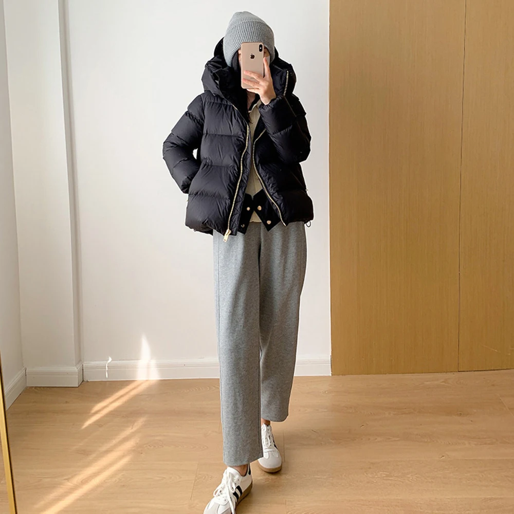 High Sense 90 White Goose Down Jacket Women 2022 New High Quality Brand Thicken Warm Hoodie Coat Bread European Hooded Snow Wear